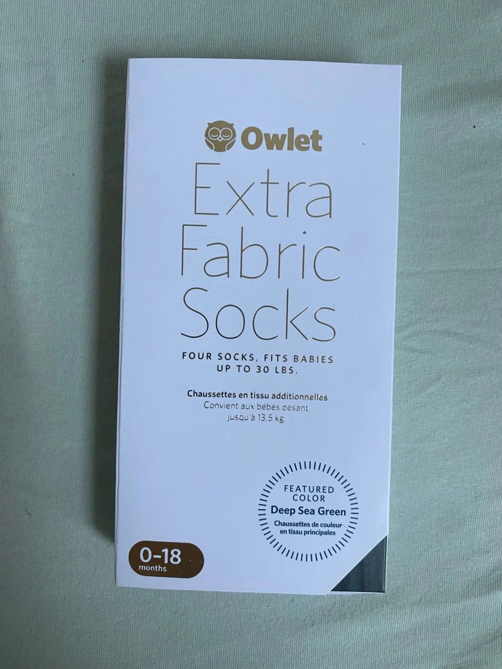 NIB Owlet Extra Fabric Socks - Deep Sea Green Baby Socks (4 Socks)